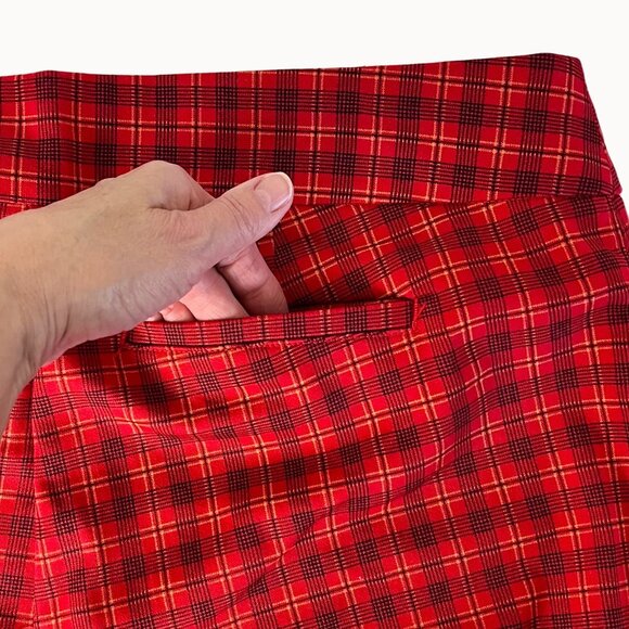 Croft & Barrow Womens Red Plaid Straight-Leg Mid Rise Stretch Pants 18 Short NWT - Picture 6 of 15